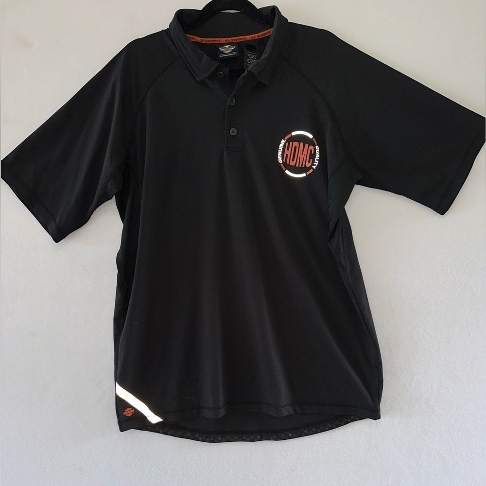Harley Davidson Black Stretch Performance Short Sleeve Polo Shirt Size XLarge